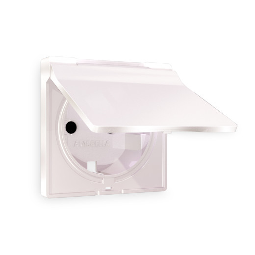 AP2080 Лицевая панель ALFA (Жемчуг) для электрической розетки с/з со шторками и крышкой IP44 QUANT