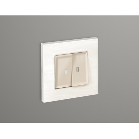 AP3040 Лицевая панель ALFA (Бежевый глянец) для 2-кл выключателей с подсветкой QUANT