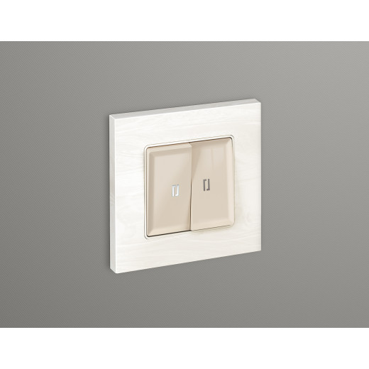 AP3040 Лицевая панель ALFA (Бежевый глянец) для 2-кл выключателей с подсветкой QUANT