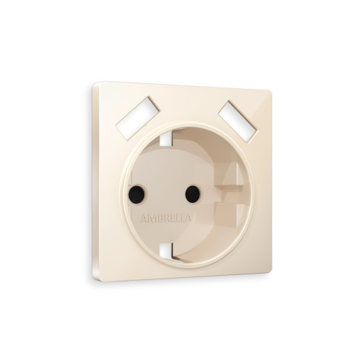 AP3090 Лицевая панель ALFA (Бежевый глянец) для электрической розетки с/з со шторками 2USB A+A QUANT