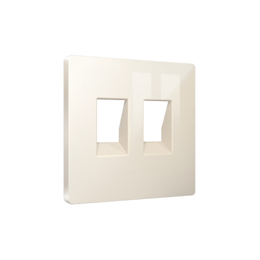 AP3121 Лицевая панель ALFA (Бежевый глянец) для компьютерной/телефонной двойной розетки RJ-45/RJ-11 QUANT