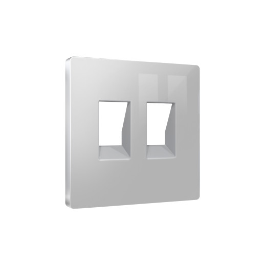 AP4121 Лицевая панель ALFA (Серебро глянец) для компьютерной/телефонной двойной розетки RJ-45/RJ-11 QUANT