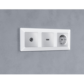 AP4130 Лицевая панель ALFA (Серебро глянец) для TV розетки QUANT