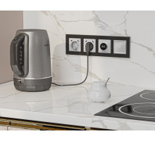 AP4105 Лицевая панель ALFA (Серебро глянец) для электрической розетки с/з со шторками 2USB C+C QUANT