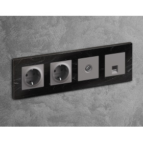 AP5130 Лицевая панель ALFA (Сталь матовый) для TV розетки QUANT