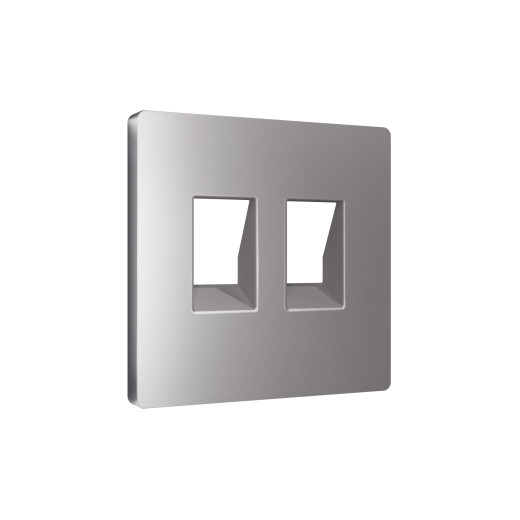 AP5121 Лицевая панель ALFA (Сталь матовый) для компьютерной/телефонной двойной розетки RJ-45/RJ-11 QUANT