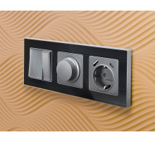 AP5100 Лицевая панель ALFA (Сталь матовый) для электрической розетки с/з со шторками 2USB A+C QUANT