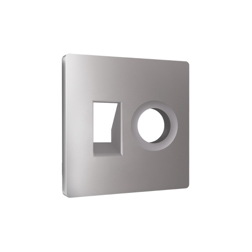 AP5125 Лицевая панель ALFA (Сталь матовый) для компьютерной/телефонной + TV розетки RJ-45/RJ-11 QUANT