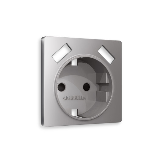 AP5090 Лицевая панель ALFA (Сталь матовый) для электрической розетки с/з со шторками 2USB A+A QUANT