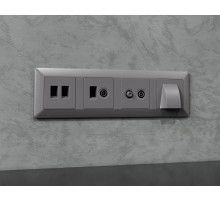 AP5133 Лицевая панель ALFA (Сталь матовый) для TV двойной розетки QUANT