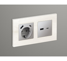 AP5110 Лицевая панель ALFA (Сталь матовый) для розетки 2USB тип A+C QUANT