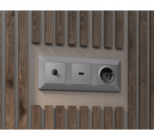 AP5140 Лицевая панель ALFA (Сталь матовый) для HDMI розетки QUANT