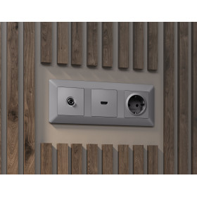 AP5140 Лицевая панель ALFA (Сталь матовый) для HDMI розетки QUANT