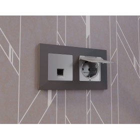 AP5120 Лицевая панель ALFA (Сталь матовый) для компьютерной/телефонной розетки RJ-45/RJ-11 QUANT