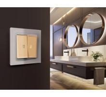 AP6040 Лицевая панель ALFA (Шампань) для 2-кл выключателей с подсветкой QUANT