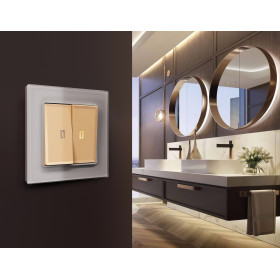 AP6040 Лицевая панель ALFA (Шампань) для 2-кл выключателей с подсветкой QUANT