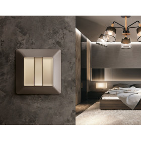 AP6050 Лицевая панель ALFA (Шампань) для 3-кл выключателей QUANT