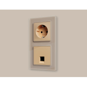 AP6120 Лицевая панель ALFA (Шампань) для компьютерной/телефонной розетки RJ-45/RJ-11 QUANT