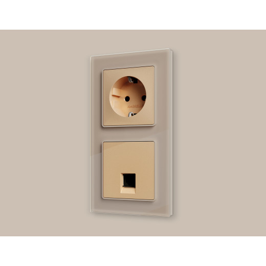 AP6120 Лицевая панель ALFA (Шампань) для компьютерной/телефонной розетки RJ-45/RJ-11 QUANT