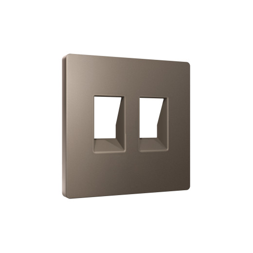 AP6421 Лицевая панель ALFA (Темная бронза матовый) для компьютерной/телефонной двойной розетки RJ-45/RJ-11 QUANT