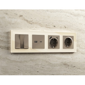 AP6410 Лицевая панель ALFA (Темная бронза матовый) для розетки 2USB тип A+C QUANT