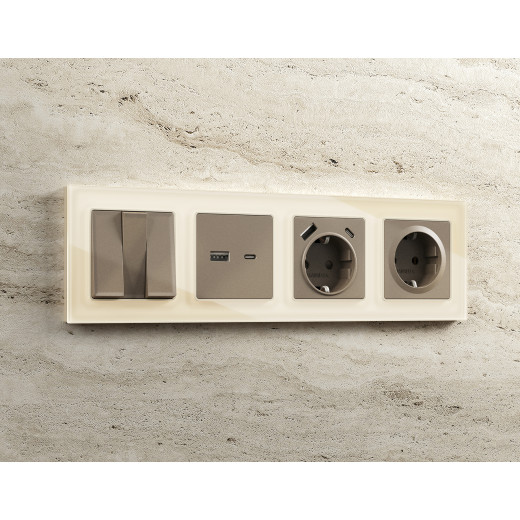 AP6410 Лицевая панель ALFA (Темная бронза матовый) для розетки 2USB тип A+C QUANT