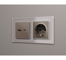 AP6370 Лицевая панель ALFA (Темная бронза матовый) для электрической розетки с/з со шторками QUANT