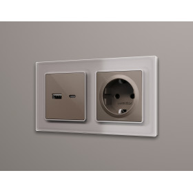 AP6370 Лицевая панель ALFA (Темная бронза матовый) для электрической розетки с/з со шторками QUANT