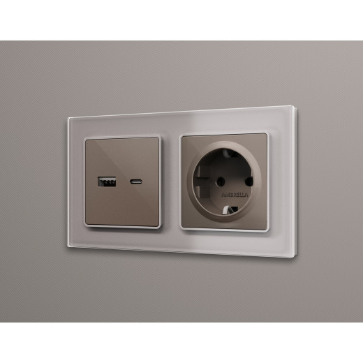 AP6370 Лицевая панель ALFA (Темная бронза матовый) для электрической розетки с/з со шторками QUANT