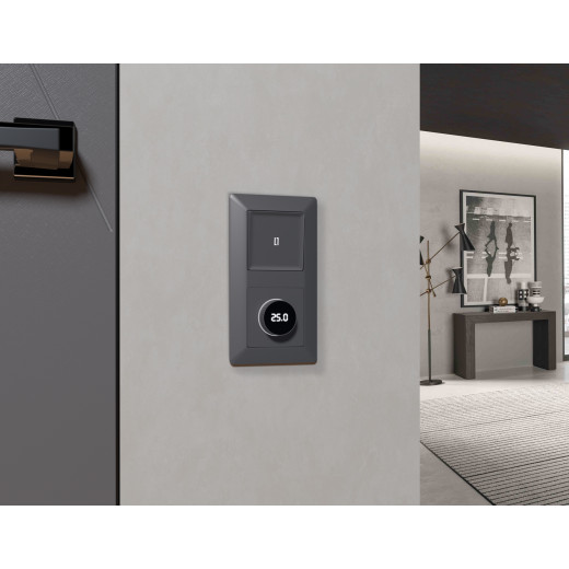 AP6558 Лицевая панель ALFA (Антрацит серый) для терморегулятора теплого пола с цифровым дисплеем QUANT