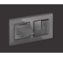 AP6580 Лицевая панель ALFA (Антрацит серый) для электрической розетки с/з со шторками и крышкой IP44 QUANT