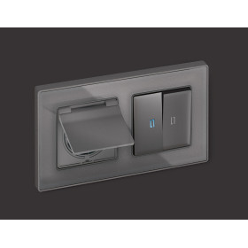AP6580 Лицевая панель ALFA (Антрацит серый) для электрической розетки с/з со шторками и крышкой IP44 QUANT