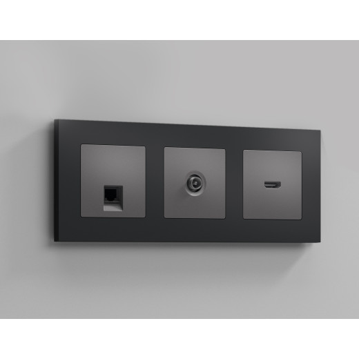 AP6640 Лицевая панель ALFA (Антрацит серый) для HDMI розетки QUANT