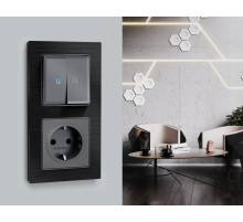 AP6540 Лицевая панель ALFA (Антрацит серый) для 2-кл выключателей с подсветкой QUANT