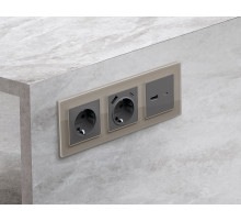AP6610 Лицевая панель ALFA (Антрацит серый) для розетки 2USB тип A+C QUANT