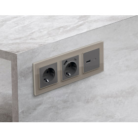 AP6610 Лицевая панель ALFA (Антрацит серый) для розетки 2USB тип A+C QUANT