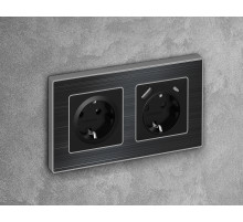 AP8060 Лицевая панель ALFA (Черный матовый) для электрической розетки с/з QUANT