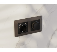 AP8090 Лицевая панель ALFA (Черный матовый) для электрической розетки с/з со шторками 2USB A+A QUANT