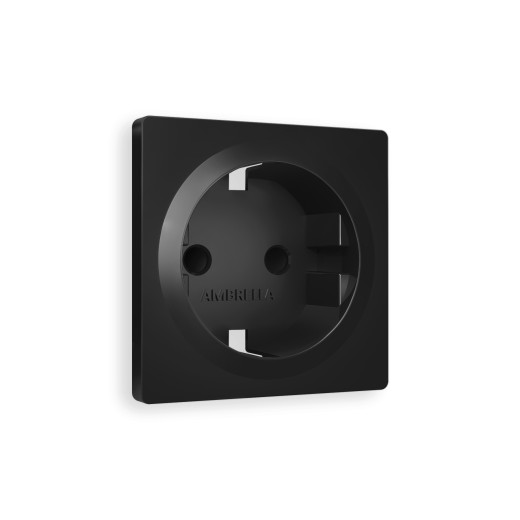 AP8070 Лицевая панель ALFA (Черный матовый) для электрической розетки с/з и шторками QUANT