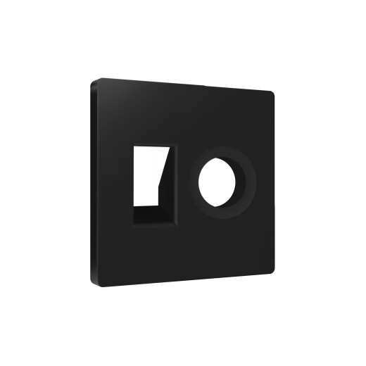 AP8125 Лицевая панель ALFA (Черный матовый) для компьютерной/телефонной + TV розетки RJ-45/RJ-11 QUANT