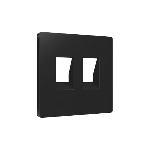 AP8121 Лицевая панель ALFA (Черный матовый) для компьютерной/телефонной двойной розетки RJ-45/RJ-11 QUANT