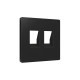 AP8121 Лицевая панель ALFA (Черный матовый) для компьютерной/телефонной двойной розетки RJ-45/RJ-11 QUANT