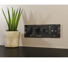 AP8133 Лицевая панель ALFA (Черный матовый) для TV двойной розетки QUANT