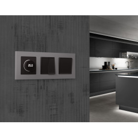 AP8058 Лицевая панель ALFA (Черный матовый) для терморегулятора теплого пола с цифровым дисплеем QUANT