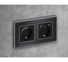 AP8070 Лицевая панель ALFA (Черный матовый) для электрической розетки с/з и шторками QUANT