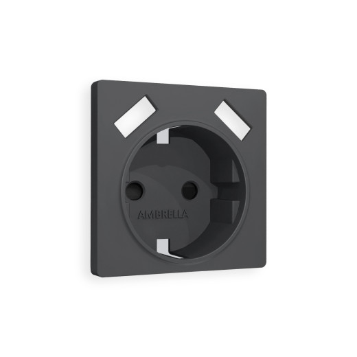 AP9090 Лицевая панель ALFA (Графит Мягкое касание) для электрической розетки с/з со шторками 2USB A+A QUANT