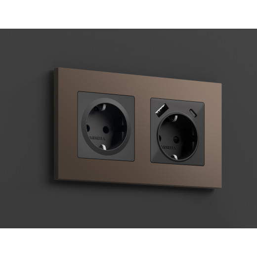 AP9060 Лицевая панель ALFA (Графит Мягкое касание) для электрической розетки с/з QUANT