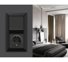 AP9060 Лицевая панель ALFA (Графит Мягкое касание) для электрической розетки с/з QUANT