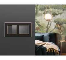 AP9030 Лицевая панель ALFA (Графит Мягкое касание) для 2-кл выключателей QUANT