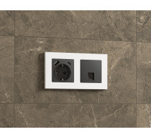 AP9120 Лицевая панель ALFA (Графит Мягкое касание) для компьютерной/телефонной розетки RJ-45/RJ-11 QUANT